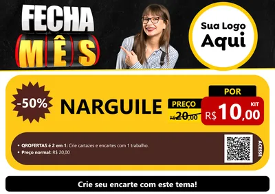 Modelo de Cartaz para Cartaz A4 Horizontal com o tema Fecha Mês para Tabacaria