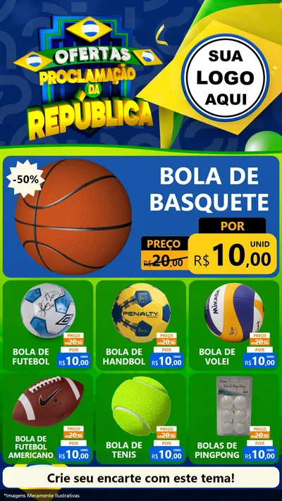 Modelo de Rede Social para Stories com o tema Ofertas Proclamação da República para Artigos Esportivos