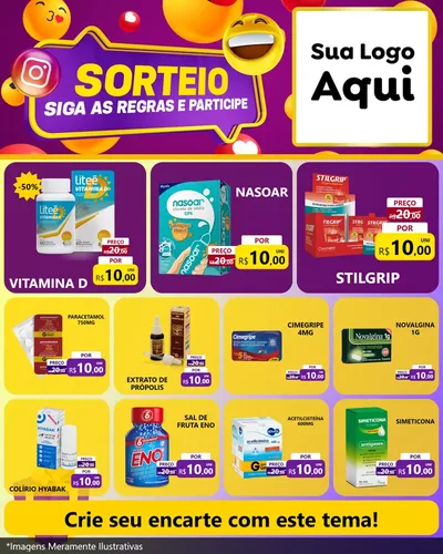 Modelo de Rede Social para Feed Instagram com o tema Sorteio para Farmácia