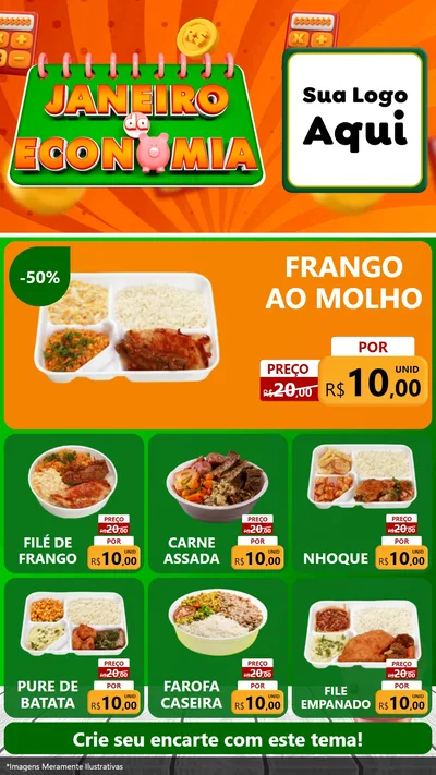 Modelo de Rede Social para Stories com o tema Janeiro da Economia para Restaurante