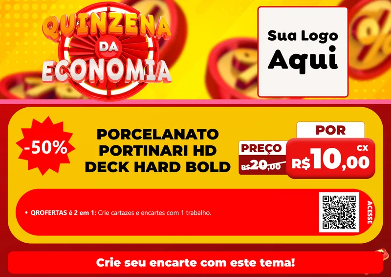 Modelo de Cartaz para Cartaz A4 Horizontal com o tema Quinzena Da Economia para Pisos e revestimentos