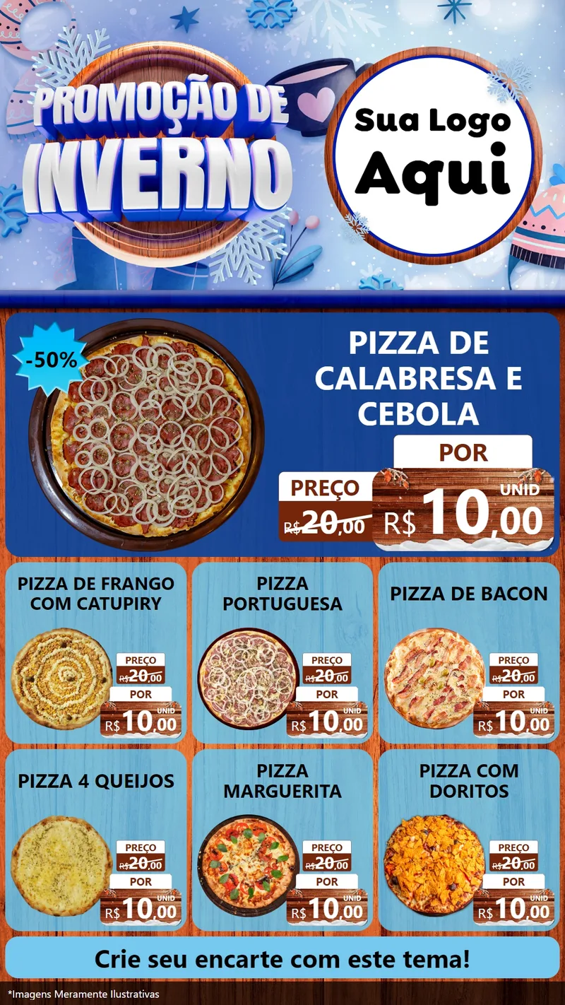 Modelo de Rede Social para Stories com o tema Promoção de Inverno para Pizzaria