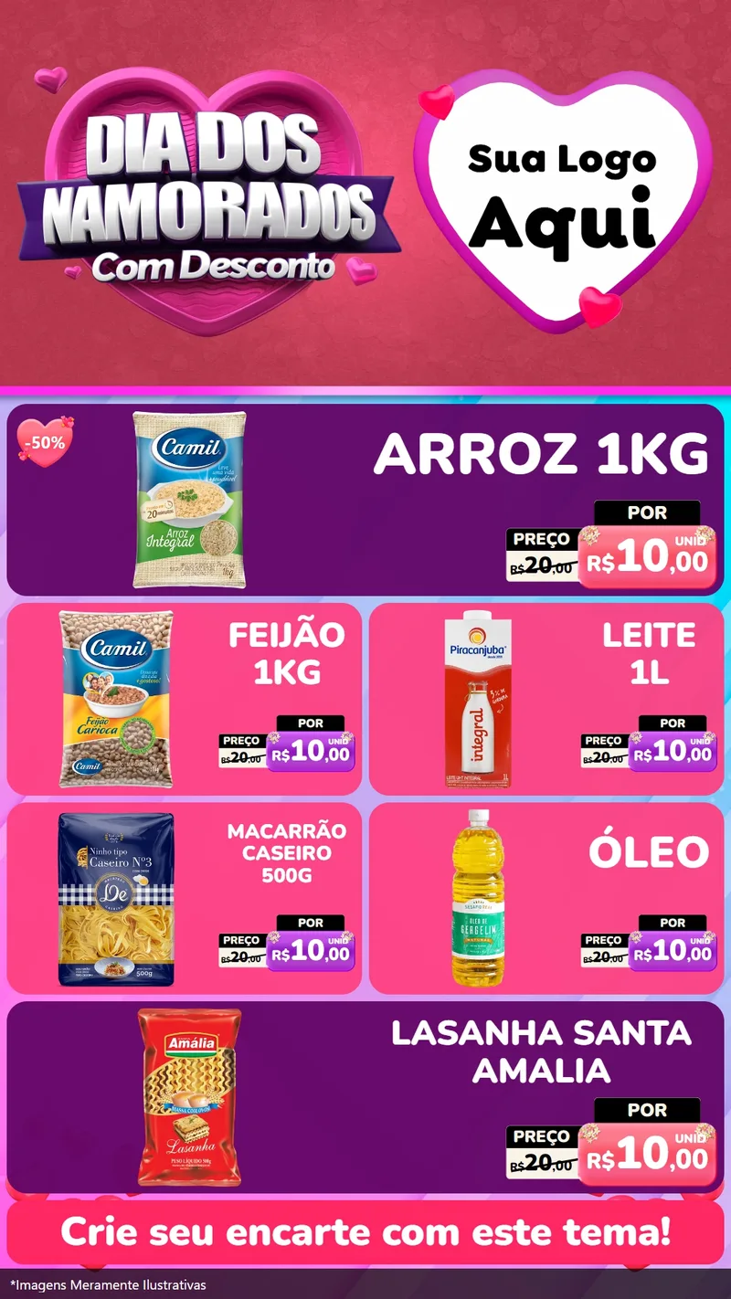 Modelo de TV para TV Vertical com o tema Dia Dos Namorados Com Desconto para Supermercado