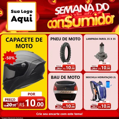 Modelo de Rede Social para Feed Facebook com o tema Semana do Consumidor para Moto peças