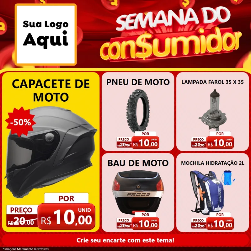 Modelo de Rede Social para Feed Facebook com o tema Semana do Consumidor para Moto peças