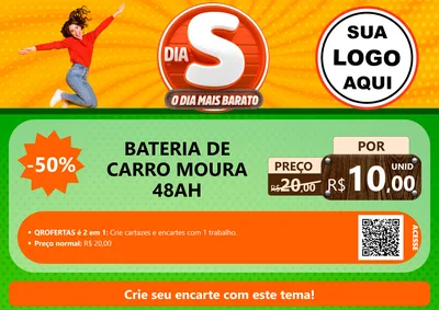 Modelo de Cartaz para Cartaz A4 Horizontal com o tema Dia S - O Dia Mais Barato para Baterias Elétricas