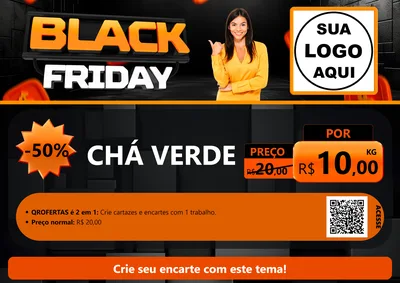 Modelo de Cartaz para Cartaz A4 Horizontal com o tema Black Friday para Produtos Naturais
