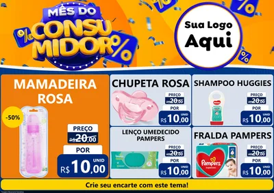 Modelo de Encarte para Encarte A4 Horizontal com o tema Mês do Consumidor para Bebês