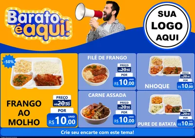 Modelo de Encarte para Encarte A4 Horizontal com o tema Barato é aqui para Restaurante