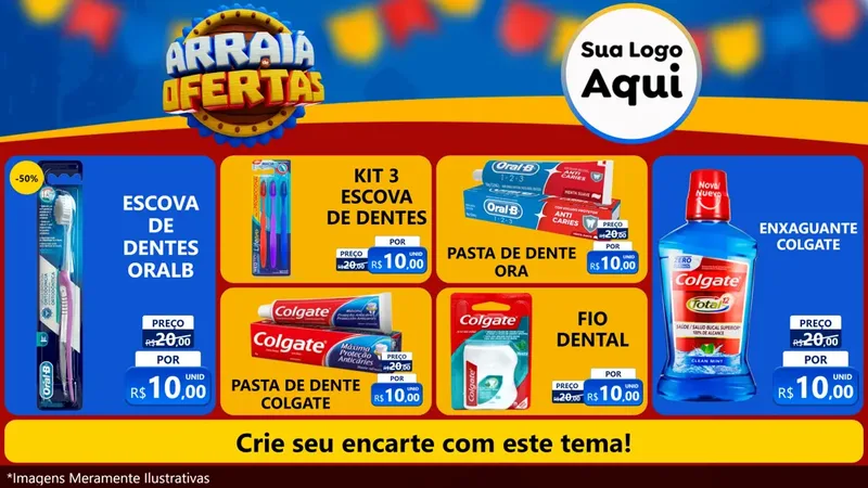 Modelo de TV para TV Horizontal com o tema Arraiá de Ofertas - Junina para Higiene Pessoal