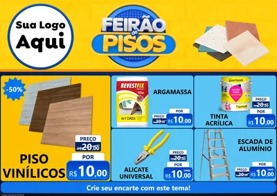 Modelo de Encarte para Encarte A4 Horizontal com o tema Feirão de Pisos para Material para Construção