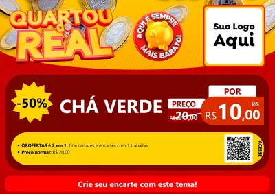 Modelo de Cartaz para Cartaz A4 Horizontal com o tema Quartou do Real para Produtos Naturais