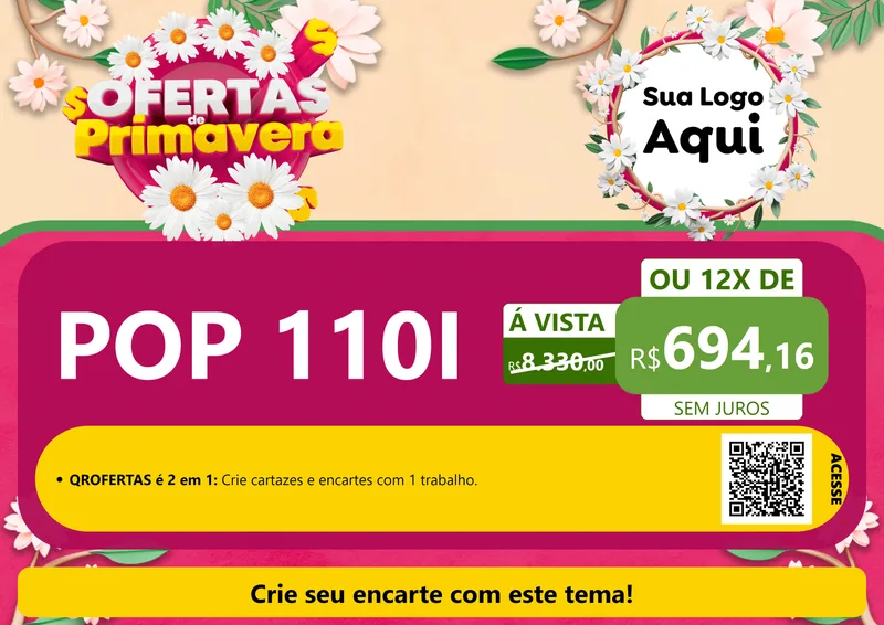 Modelo de Cartaz para Cartaz A4 Horizontal com o tema Ofertas de Primavera para Concessionaria de Motos