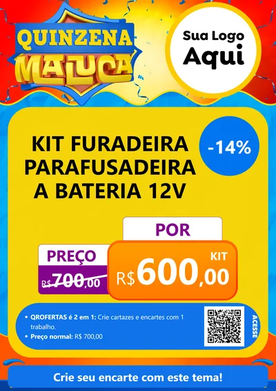 Modelo de Cartaz para Cartaz A4 Vertical com o tema Quinzena Maluca para Maquinas e Ferramentas