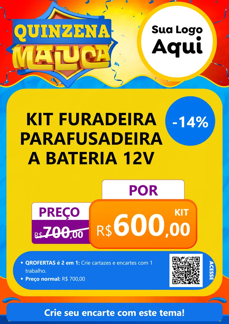 Modelo de Cartaz para Cartaz A4 Vertical com o tema Quinzena Maluca para Maquinas e Ferramentas