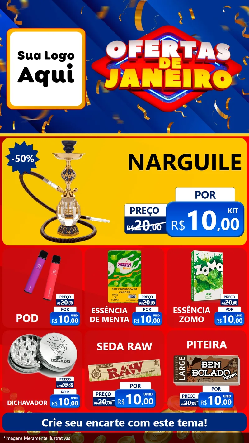 Modelo de Rede Social para Stories com o tema Ofertas de Janeiro para Tabacaria