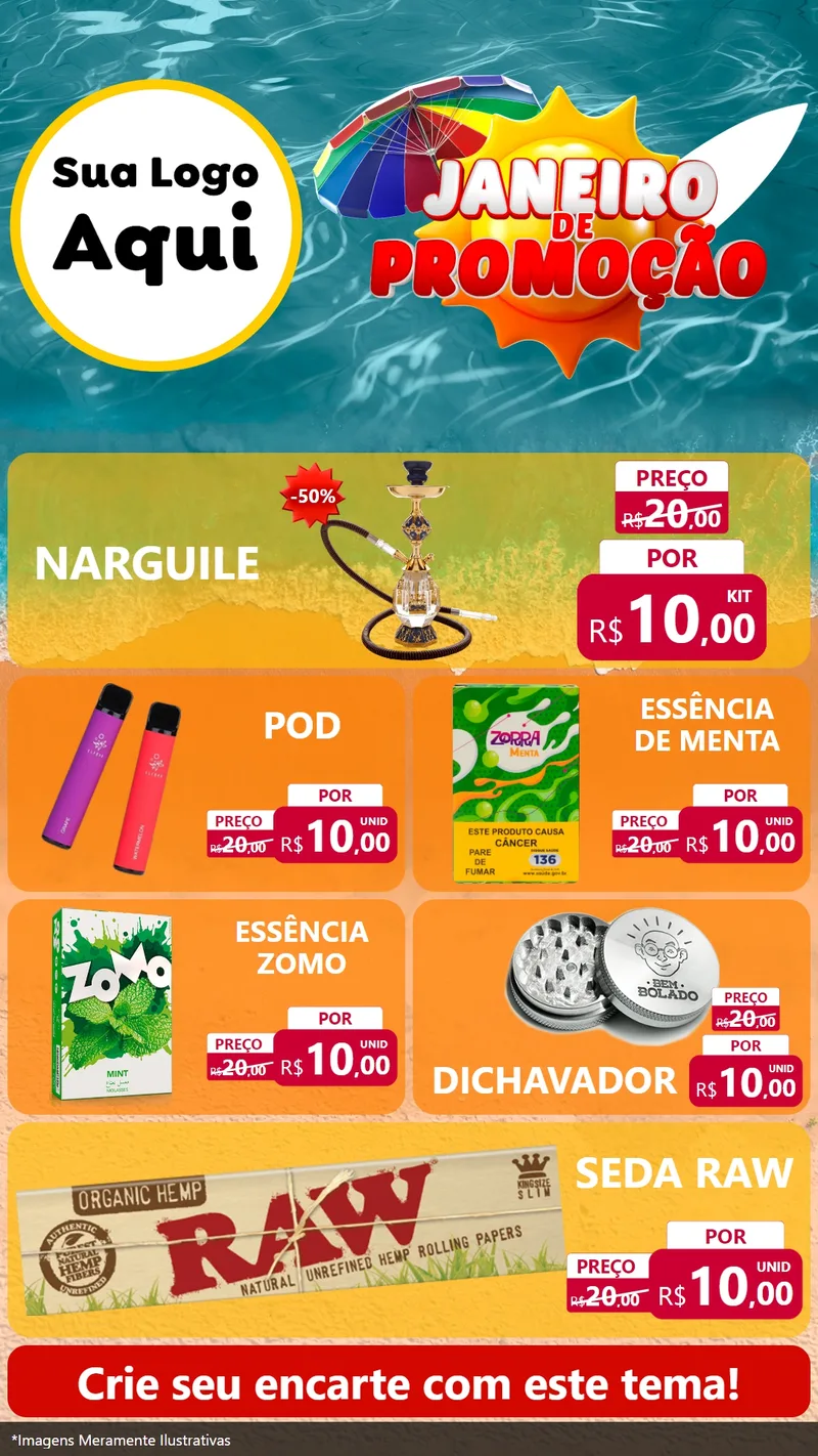 Modelo de TV para TV Vertical com o tema Janeiro de Promoção para Tabacaria