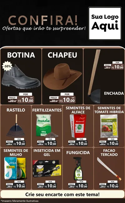 Modelo de Encarte para Encarte Grande com o tema Confira! Ofertas que irão te surpreender! para Agropecuária