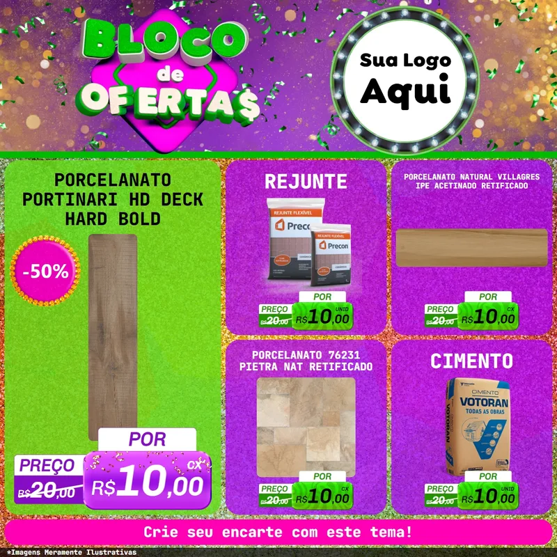 Modelo de Rede Social para Feed Facebook com o tema Bloco de Ofertas para Pisos e revestimentos