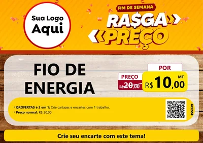 Modelo de Cartaz para Cartaz A4 Horizontal com o tema Fim de Semana Rasga Preços para Materiais Elétricos