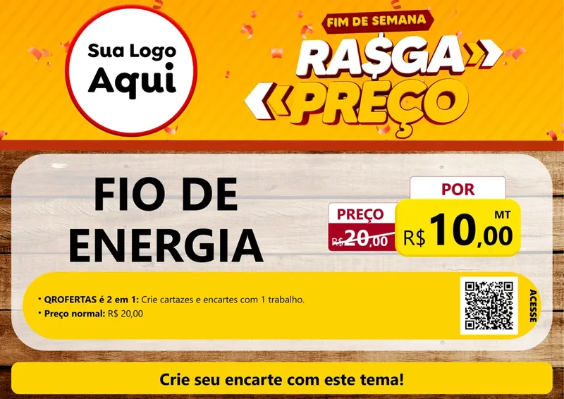 Modelo de Cartaz para Cartaz A4 Horizontal com o tema Fim de Semana Rasga Preços para Materiais Elétricos