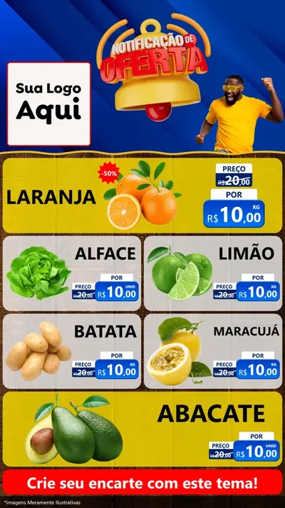 Modelo de TV para TV Vertical com o tema Notificação de Oferta para Hortifrúti