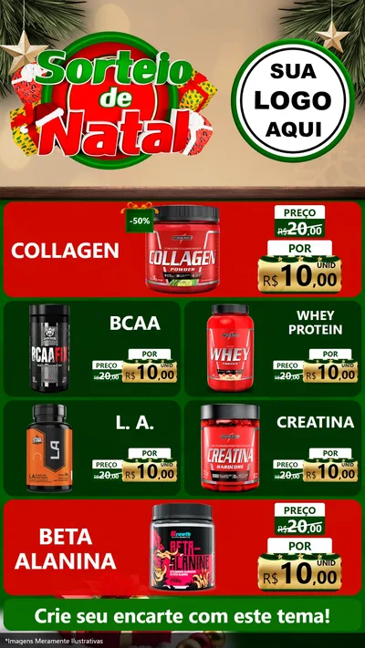 Modelo de TV para TV Vertical com o tema Sorteio de Natal para Suplementos alimentares