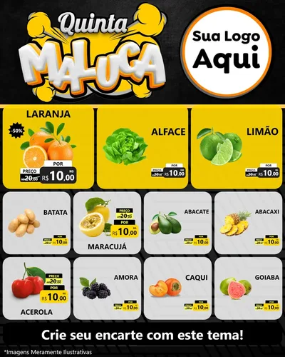 Modelo de Rede Social para Feed Instagram com o tema Quinta Maluca para Hortifrúti