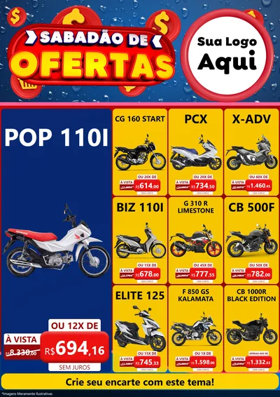 Modelo de Encarte para Encarte A4 Vertical com o tema Sabadão de Ofertas para Concessionaria de Motos