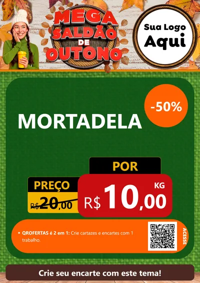 Modelo de Cartaz para Cartaz A4 Vertical com o tema Mega Saldão de Outono para Frios e Laticínios