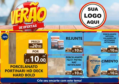Modelo de Encarte para Encarte A4 Horizontal com o tema Verão de Ofertas para Pisos e revestimentos