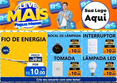 Modelo de Encarte para Encarte A4 Horizontal com o tema Leve Mais, Pague Menos para Materiais Elétricos