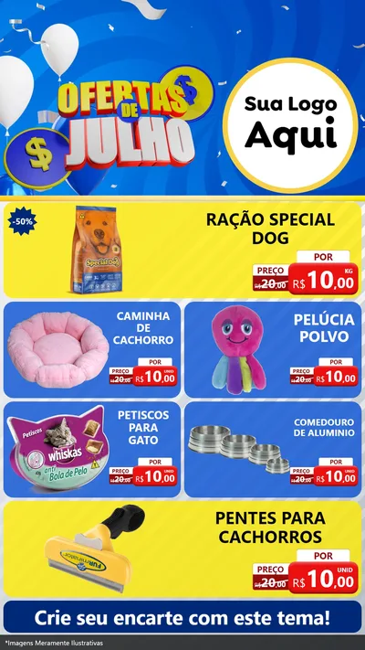 Modelo de TV para TV Vertical com o tema Ofertas de Julho para Pet Shop