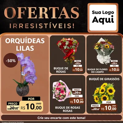 Modelo de Rede Social para Feed Facebook com o tema Ofertas Irresistíveis! para Floricultura e jardim