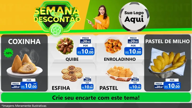 Modelo de TV para TV Horizontal com o tema Semana de Descontão - Copa para Salgadaria