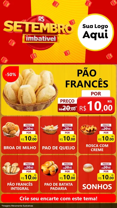 Modelo de Rede Social para Stories com o tema Setembro Imbatível para Padaria