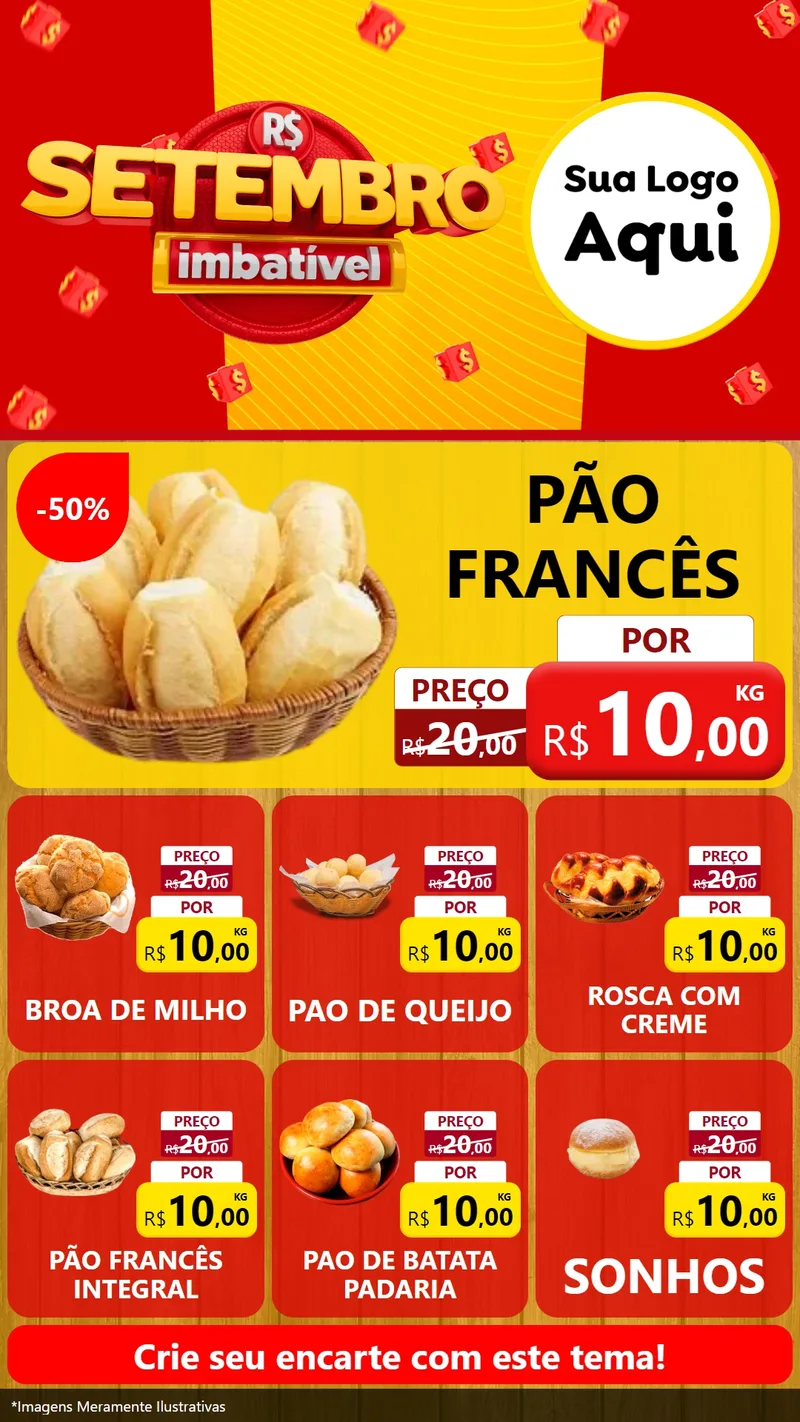 Modelo de Rede Social para Stories com o tema Setembro Imbatível para Padaria