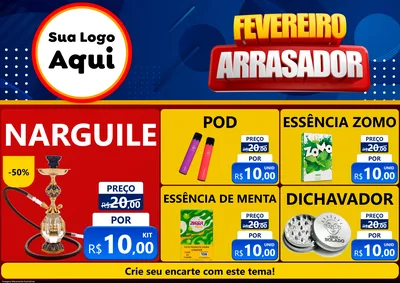 Modelo de Encarte para Encarte A4 Horizontal com o tema Fevereiro Arrasador para Tabacaria