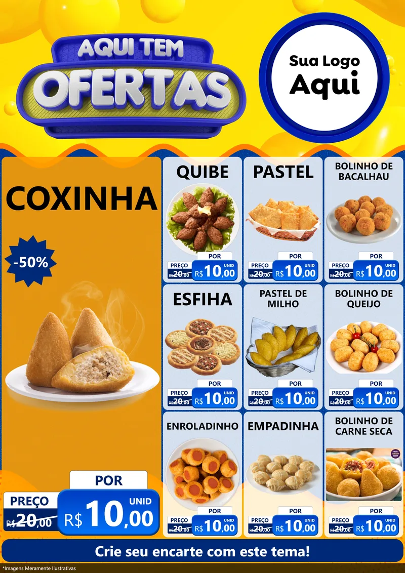 Modelo de Encarte para Encarte A4 Vertical com o tema Aqui Tem Ofertas para Salgadaria