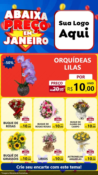 Modelo de Rede Social para Stories com o tema Abaixa Preço em Janeiro para Floricultura e jardim