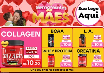 Modelo de Encarte para Encarte A4 Horizontal com o tema Semana Das Mães para Suplementos alimentares