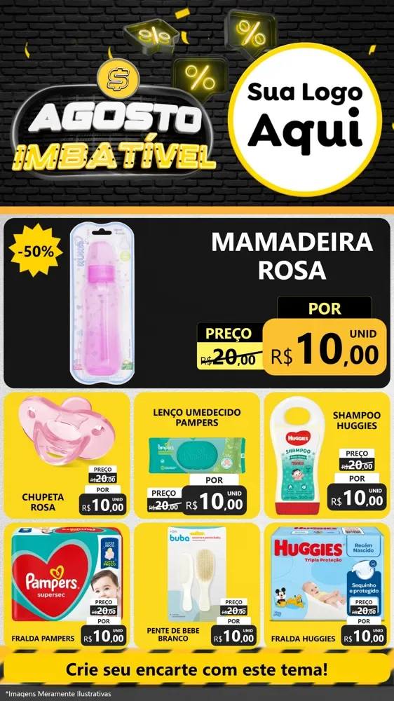 Modelo de Rede Social para Stories com o tema Agosto Imbatível para Bebês