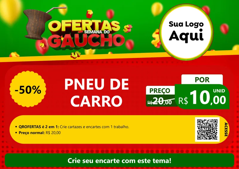 Modelo de Cartaz para Cartaz A4 Horizontal com o tema Ofertas Semana Do Gaúcho para Auto peças
