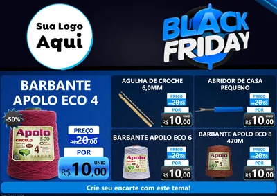Modelo de Encarte para Encarte A4 Horizontal com o tema Black Friday para Armarinho e Aviamentos