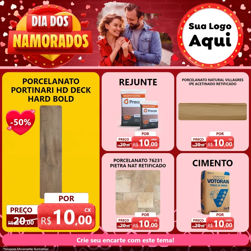 Modelo de Rede Social para Feed Facebook com o tema Dia Dos Namorados para Pisos e revestimentos