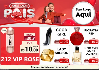 Modelo de Encarte para Encarte A4 Horizontal com o tema Mês dos Pais para Perfumes