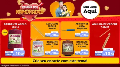 Modelo de TV para TV Horizontal com o tema Semana dos Namorados para Armarinho e Aviamentos