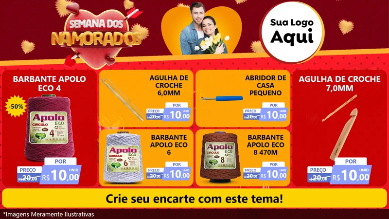 Modelo de TV para TV Horizontal com o tema Semana dos Namorados para Armarinho e Aviamentos