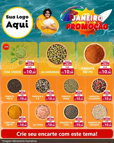 Modelo de Rede Social para Feed Instagram com o tema Janeiro de Promoção para Produtos Naturais