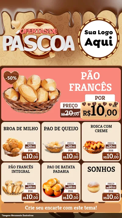 Modelo de Rede Social para Stories com o tema Ofertas de Páscoa para Padaria